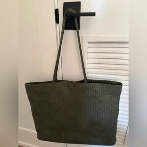 Quince Green Woven Tote Bag